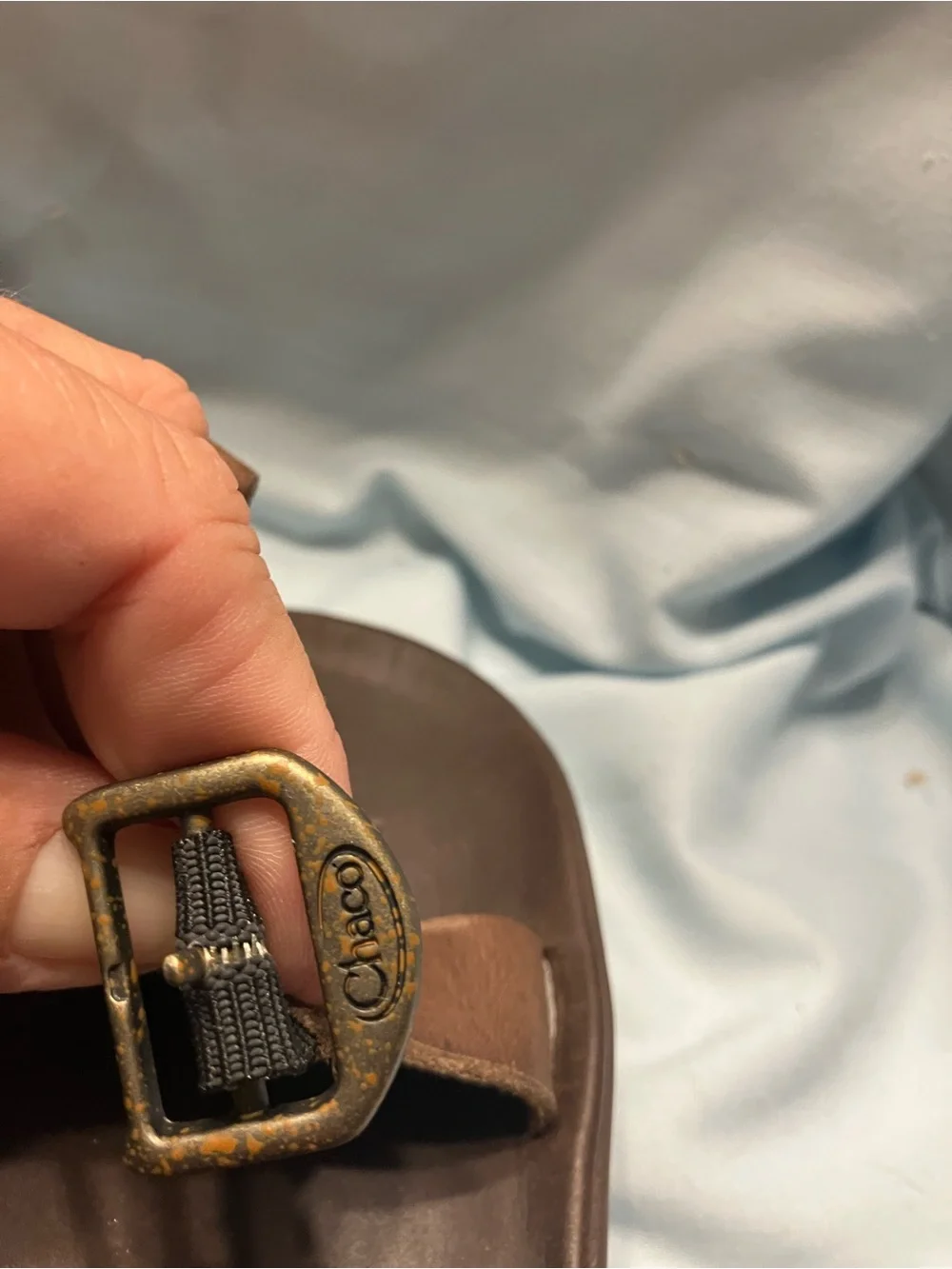 Chaco Men's Brown Leather Crossover Strap Sandals